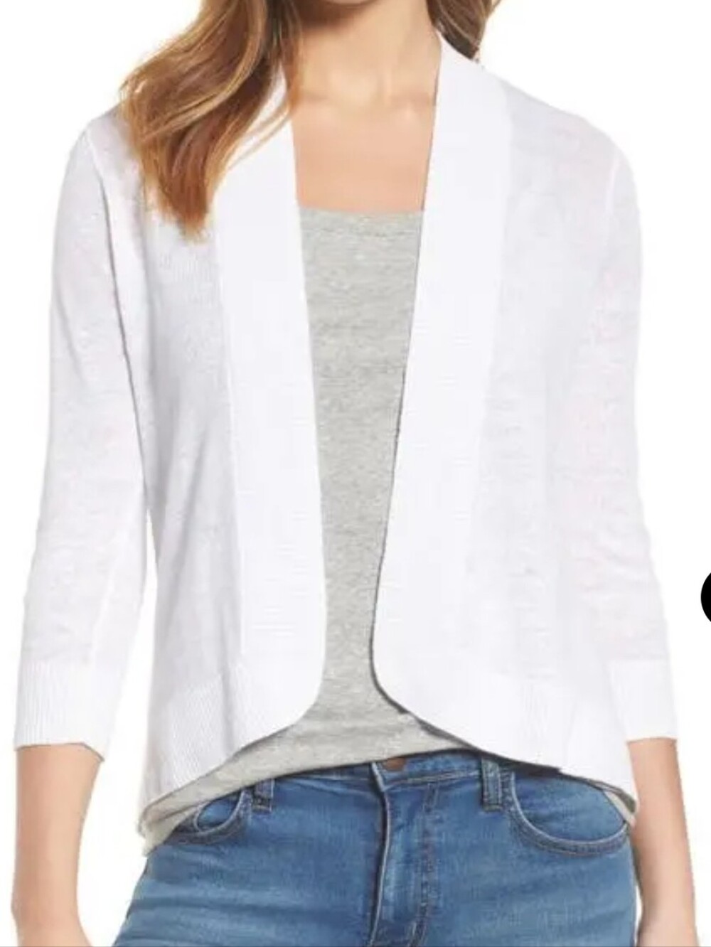 Tommy Bahama Knit Linen Cardigan Sweater Womens Large White Lightweight Vacation